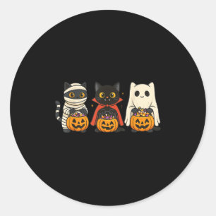 Trick Or Treat Cat Squad Halloween Costume Black C Classic Round Sticker