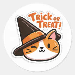 Trick or Treat! - Cat with hat 2 Classic Round Sticker