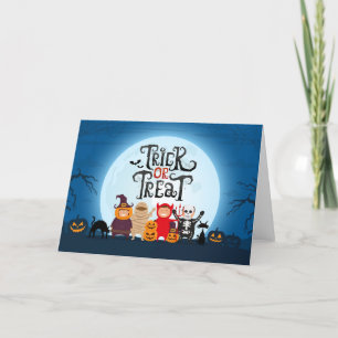 Trick or treat children holiday card