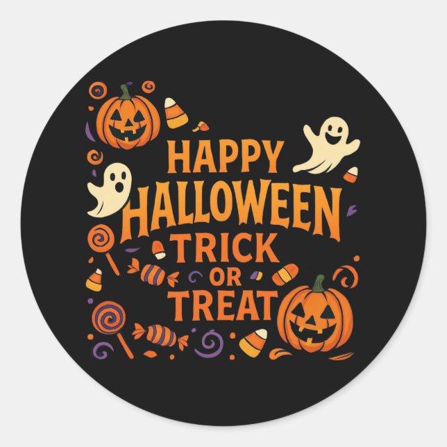 Trick or Treat Classic Round Sticker (Front)