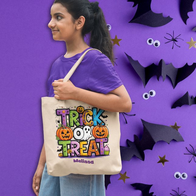  Trick or Treat  colourful / Custom Halloween Tote Bag (Trick or Treat colorful / Custom Halloween Tote Bag)