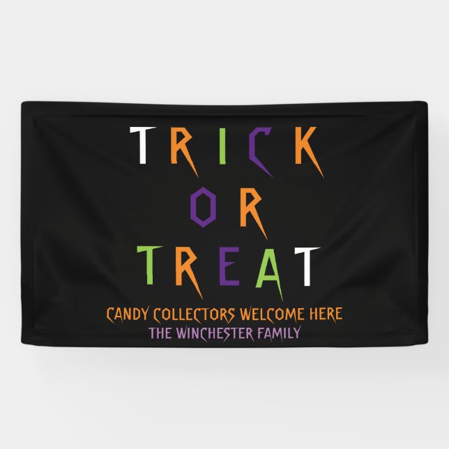 Trick or treat colourful funny spooky custom text banner (Horizontal)
