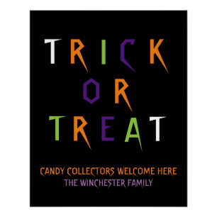 Trick or treat colourful funny spooky custom text poster