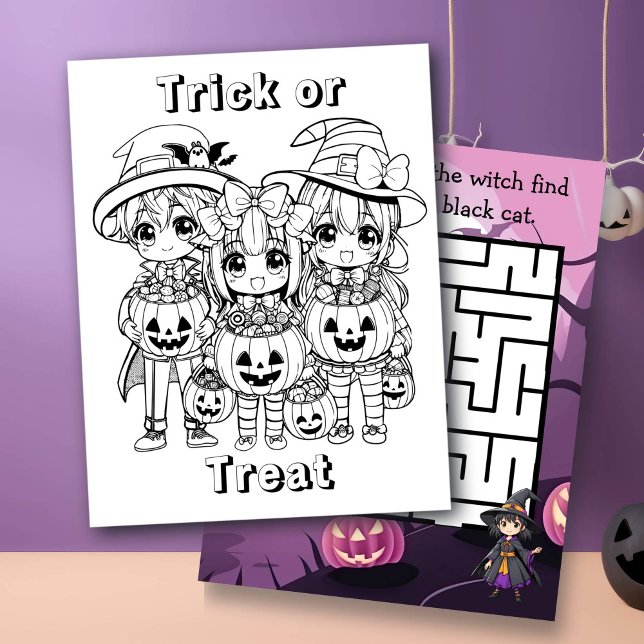 Trick or Treat Colouring Page and Maze Activity  (Creator Uploaded)