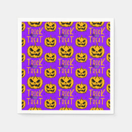 Trick or Treat Creepy Pumpkins Halloween Party Napkin
