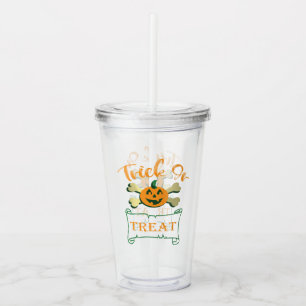 Trick or treat crossbones Halloween pumpkin  Acrylic Tumbler