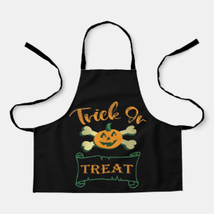 Trick or treat crossbones Halloween pumpkin Apron