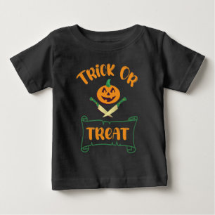 Trick or treat crossbones Halloween pumpkin  Baby T-Shirt