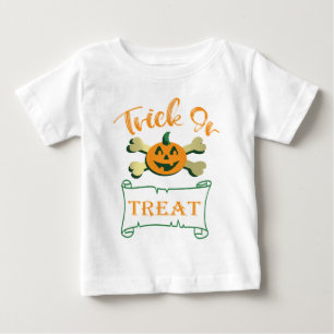Trick or treat crossbones Halloween pumpkin  Baby T-Shirt
