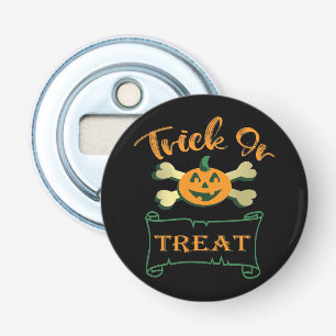 Trick or treat crossbones Halloween pumpkin Bottle Opener