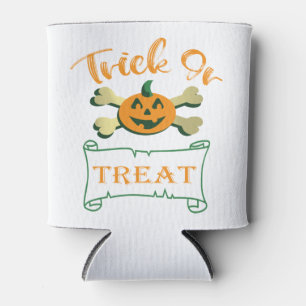 Trick or treat crossbones Halloween pumpkin  Can Cooler