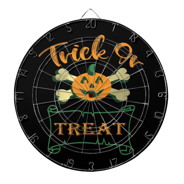 Trick or treat crossbones Halloween pumpkin  Dartboard (Front)