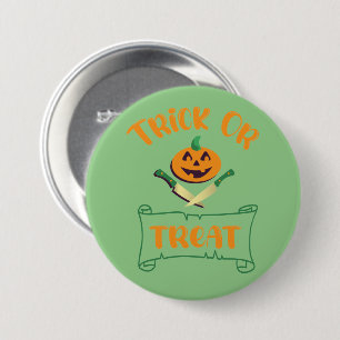 Trick or treat crossbones Halloween pumpkin face 7.5 Cm Round Badge