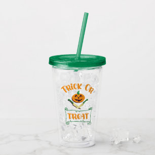 Trick or treat crossbones Halloween pumpkin face Acrylic Tumbler
