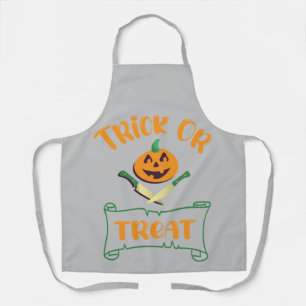 Trick or treat crossbones Halloween pumpkin face Apron