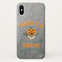 Trick or treat crossbones Halloween pumpkin face