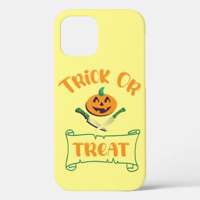 Trick or treat crossbones Halloween pumpkin face Case-Mate iPhone Case (Back)