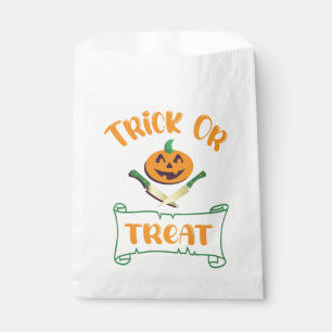 Trick or treat crossbones Halloween pumpkin face Favour Bags