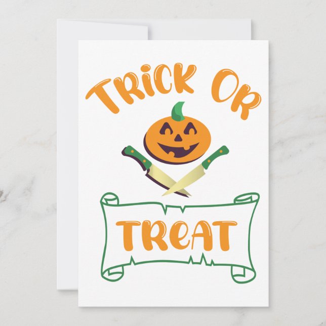 Trick or treat crossbones Halloween pumpkin face Invitation (Front)