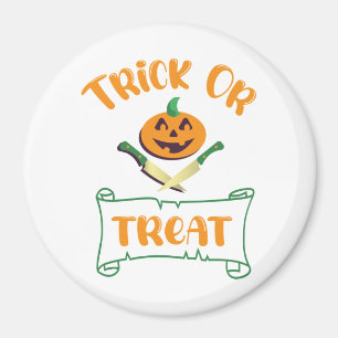 Trick or treat crossbones Halloween pumpkin face Magnet