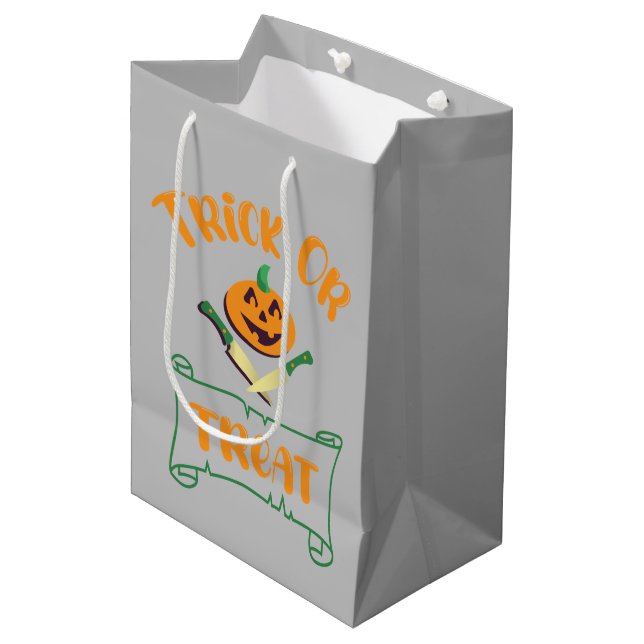 Trick or treat crossbones Halloween pumpkin face Medium Gift Bag (Front Angled)