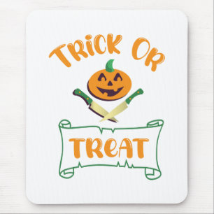 Trick or treat crossbones Halloween pumpkin face Mouse Pad