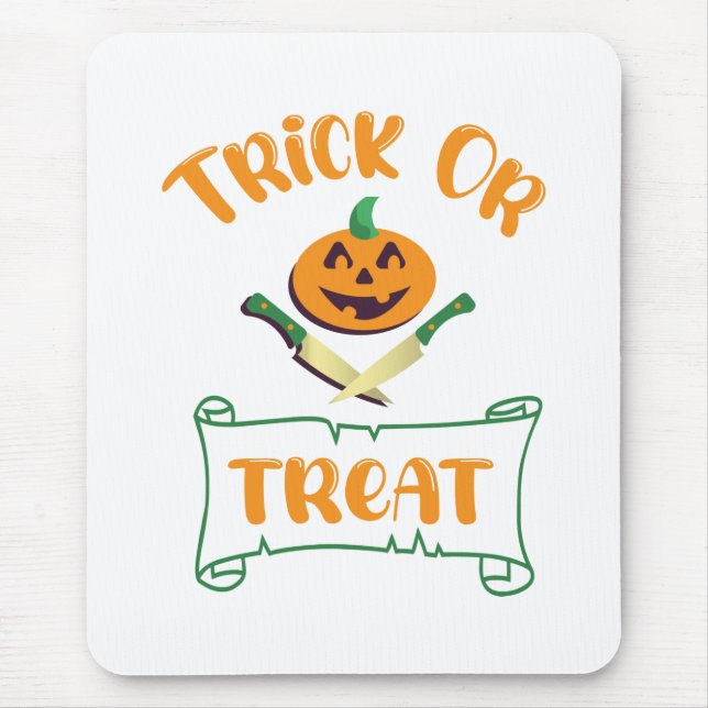 Trick or treat crossbones Halloween pumpkin face Mouse Pad (Front)