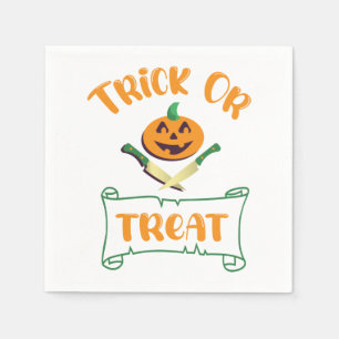 Trick or treat crossbones Halloween pumpkin face Napkin