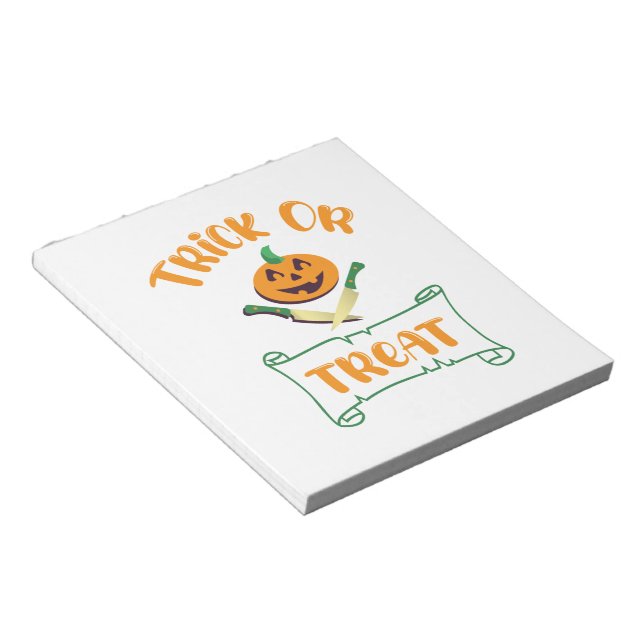 Trick or treat crossbones Halloween pumpkin face Notepad (Angled)