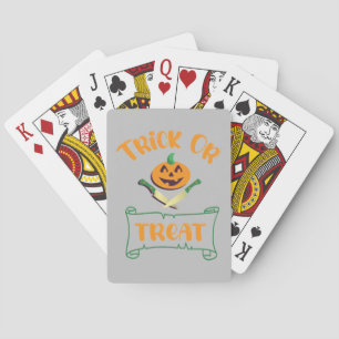Trick or treat crossbones Halloween pumpkin face Playing Cards