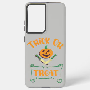 Trick or treat crossbones Halloween pumpkin face Samsung Galaxy Case