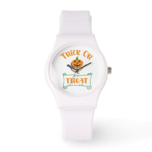 Trick or treat crossbones Halloween pumpkin face Watch
