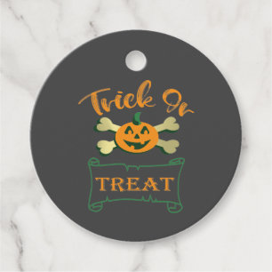 Trick or treat crossbones Halloween pumpkin  Favour Tags