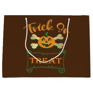 Trick or treat crossbones Halloween pumpkin Large Gift Bag