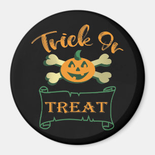 Trick or treat crossbones Halloween pumpkin Magnet