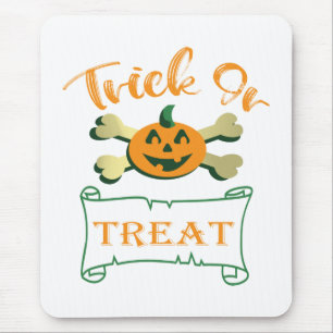 Trick or treat crossbones Halloween pumpkin  Mouse Pad