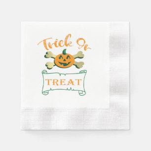 Trick or treat crossbones Halloween pumpkin Napkin