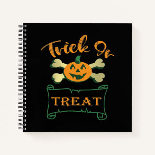 Trick or treat crossbones Halloween pumpkin Notebook