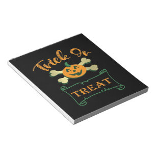Trick or treat crossbones Halloween pumpkin  Notepad