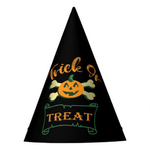 Trick or treat crossbones Halloween pumpkin  Party Hat