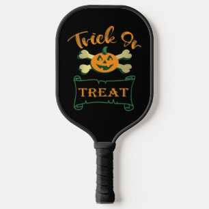 Trick or treat crossbones Halloween pumpkin Pickleball Paddle