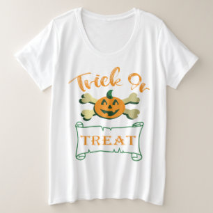 Trick or treat crossbones Halloween pumpkin Plus Size T-Shirt
