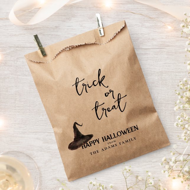 Trick Or Treat Custom Family Name Happy Halloween  Favour Bags (Clipped)