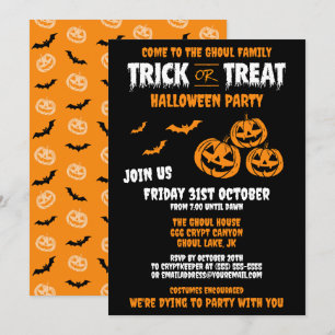 Trick or Treat Customisable Party Invitation B
