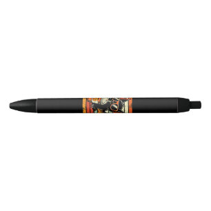 Trick or Treat Cute Bat Hipster Latte Funny Hallow Black Ink Pen