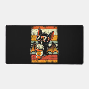 Trick or Treat Cute Bat Hipster Latte Funny Hallow Desk Mat