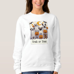 Trick or Treat Cute Dogs in Ghost Costumes Sweatshirt