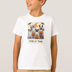 Trick or Treat Cute Dogs in Ghost Costumes T-Shirt