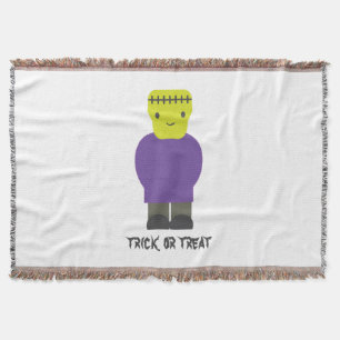Trick or Treat- Cute Frankenstein Throw Blanket