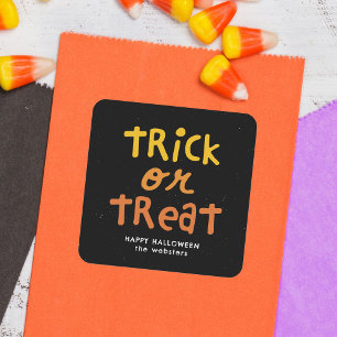 Trick or treat cute fun personalised Halloween Square Sticker